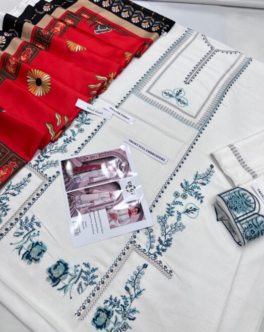 Urge Premium Dhanak Heavy Embroidered Suit – Digital Wool Shawl 3Pc