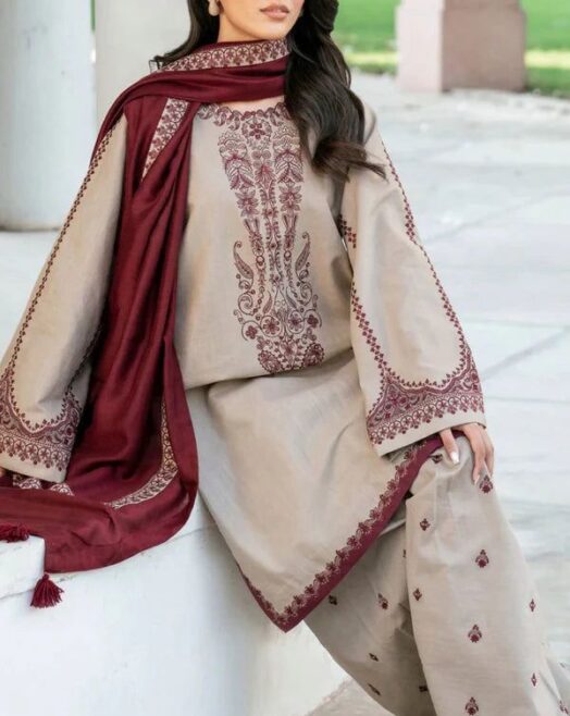 Khaadi Premium Dhanak Heavy Embroidered 3PC Suit