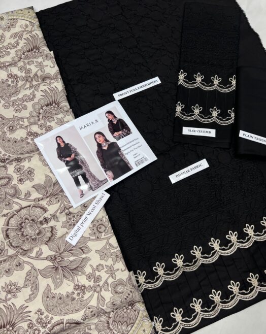 Maria B premium dhanak Heavy Embroidered 3PC Suit 3002