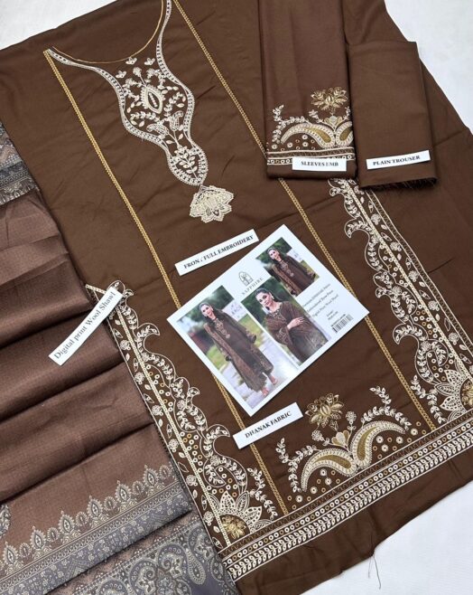 Sapphire Dhanak Embroidered 3PC Suit 3003