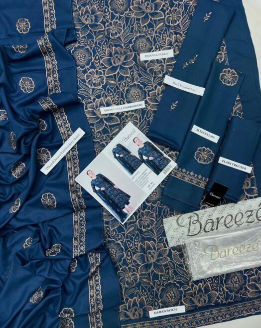 Bareeze Premium Dhanak Embroidered 3PC Suit –W199