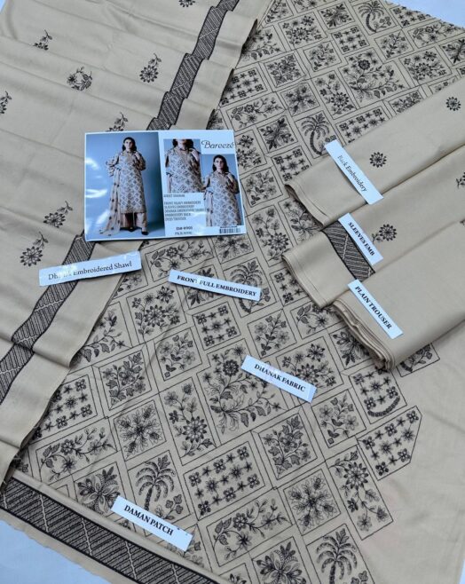 Bareeze Premium Dhanak Embroidered 3PC Suit –W202