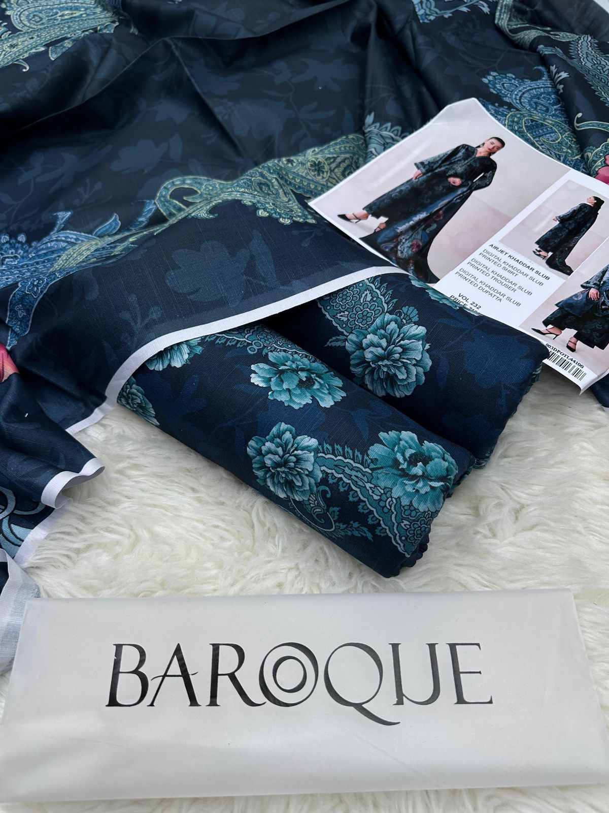 Baroque Airjet Khaddar Digital Print 3PC – Latest Winter Collection 203