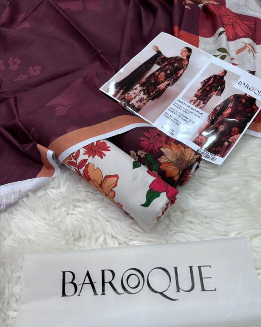 Baroque Airjet Khaddar Digital Print 3PC – Latest Winter Collection 204