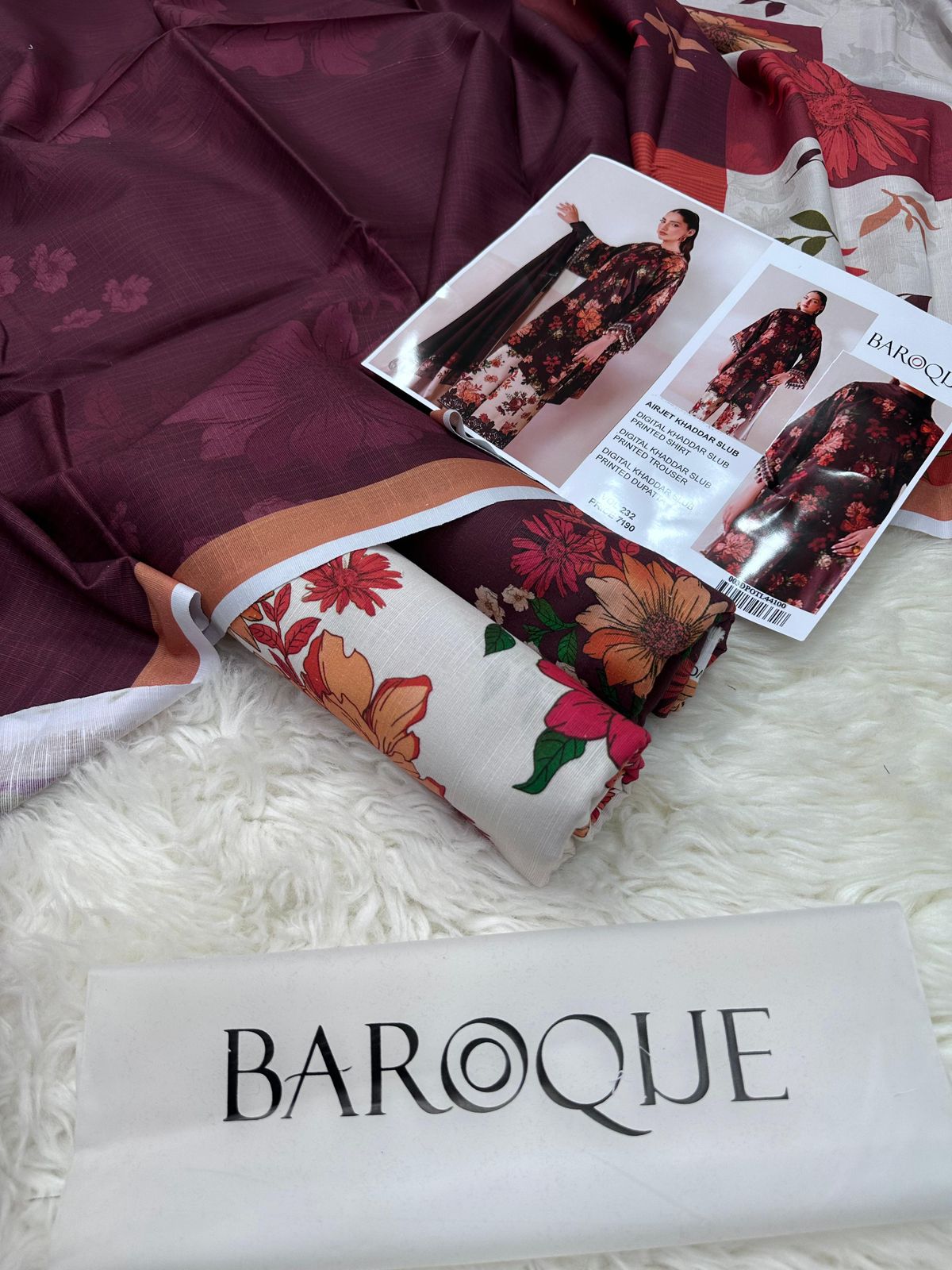 Baroque Airjet Khaddar Digital Print 3PC – Latest Winter Collection 204