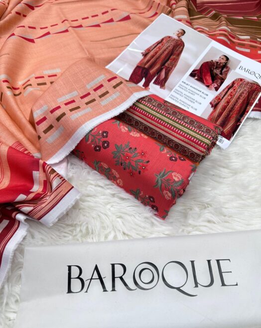 Baroque Airjet Khaddar Digital Print 3PC – Latest Winter Collection 206