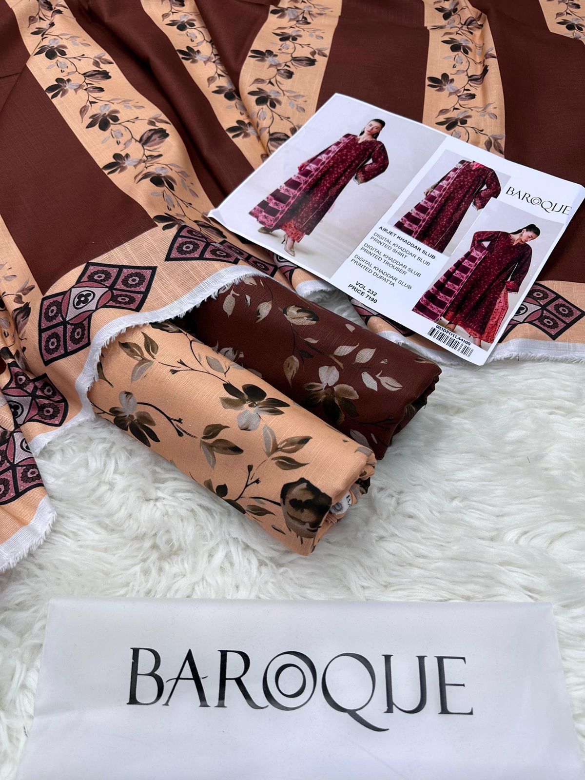 Baroque Airjet Khaddar Digital Print 3PC – Latest Winter Collection 207