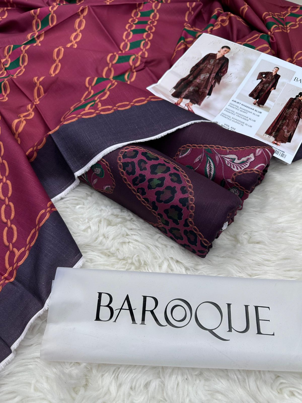 Baroque Airjet Khaddar Digital Print 3PC – Latest Winter Collection 210