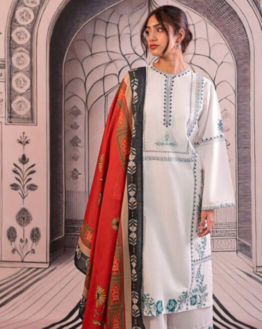 Urge Premium Dhanak Heavy Embroidered Suit – Digital Wool Shawl 3Pc