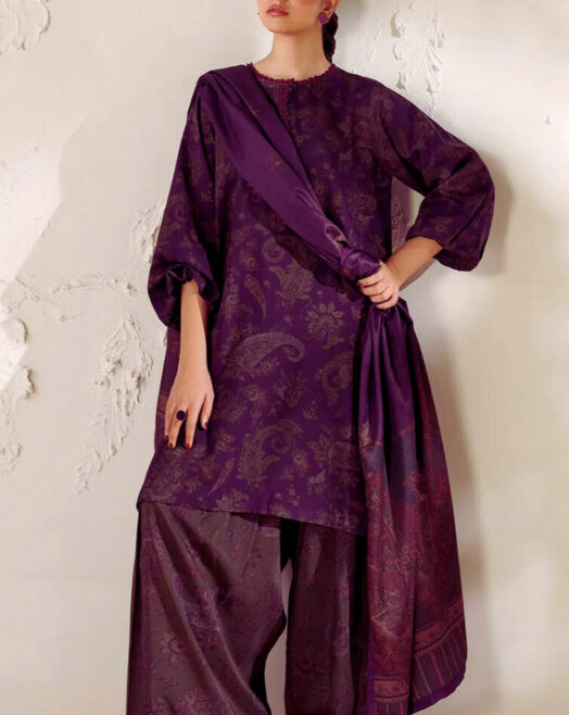 Baroque Airjet Khaddar Digital Print 3PC – Latest Winter Collection 205