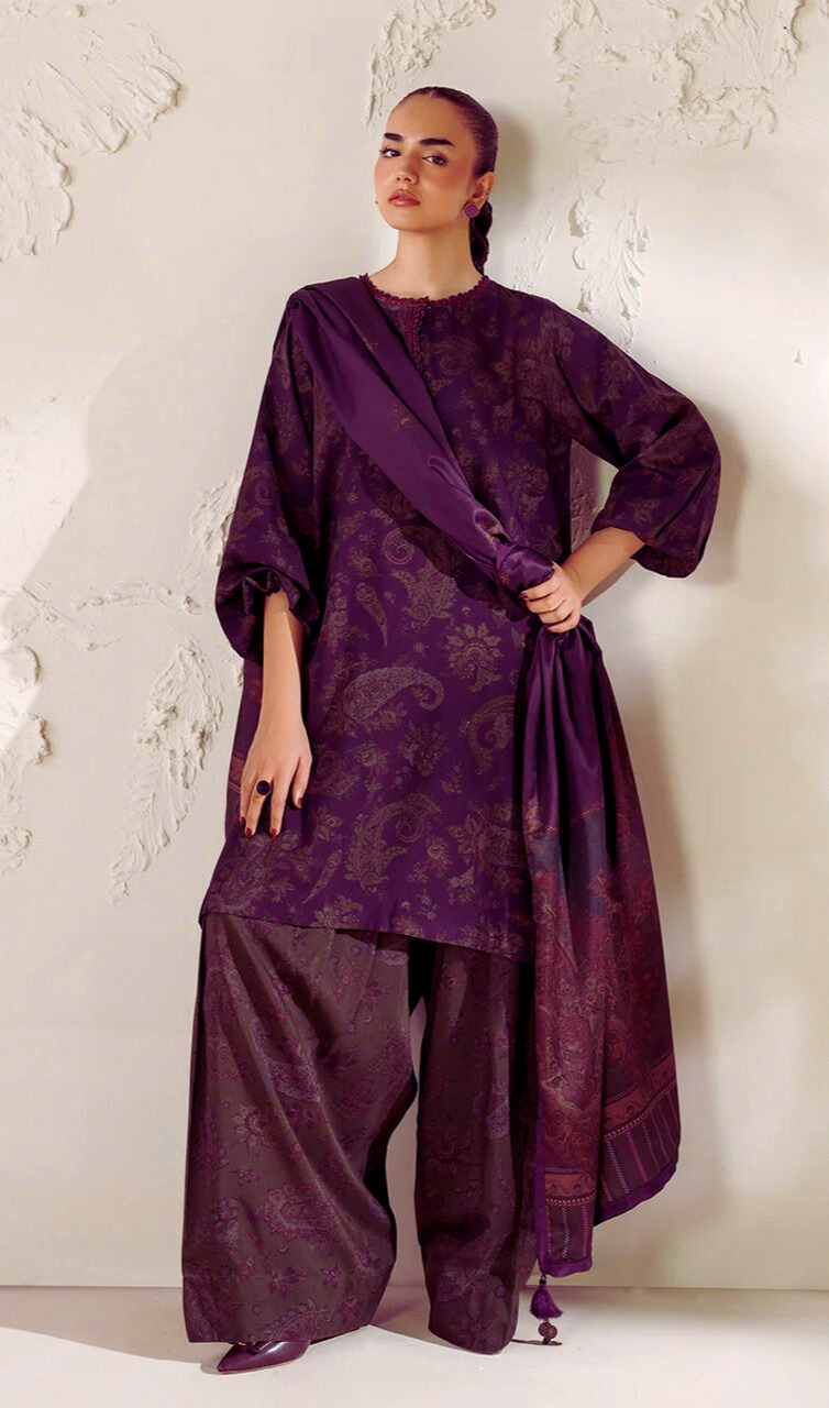 Baroque Airjet Khaddar Digital Print 3PC – Latest Winter Collection 205
