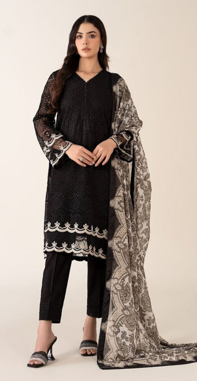 Maria B premium dhanak Heavy Embroidered 3PC Suit 3002