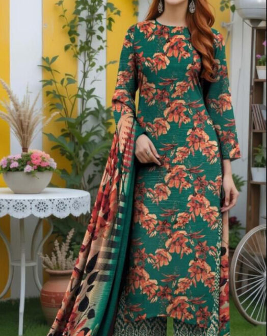 Airjet Khaddar Digital Print 3PC – Fine Quality Winter Volume W164