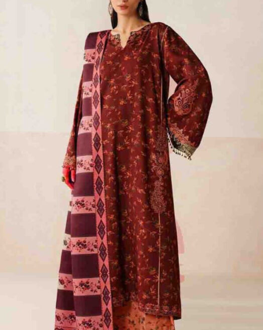 Baroque Airjet Khaddar Digital Print 3PC – Latest Winter Collection 207