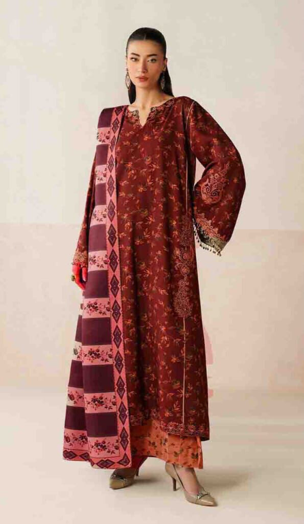 Baroque Airjet Khaddar Digital Print 3PC – Latest Winter Collection 207