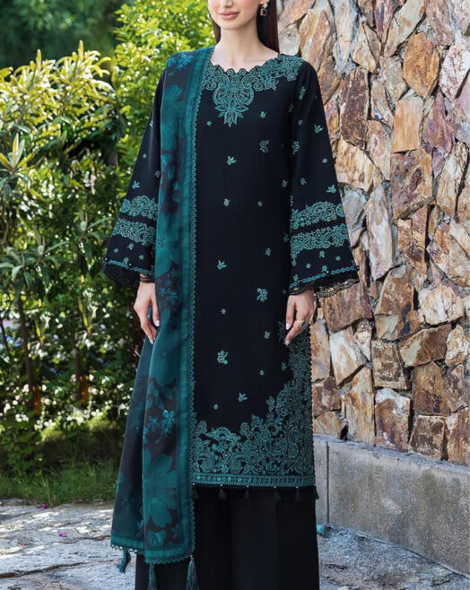 Pure Dhanak Premium 3PC | Heavy Embroidery & Twill Wool Dupatta