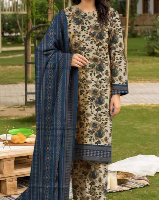 BIN SAEED – Airjet Khaddar Digital Print 3PC Winter Unstitched Collection
