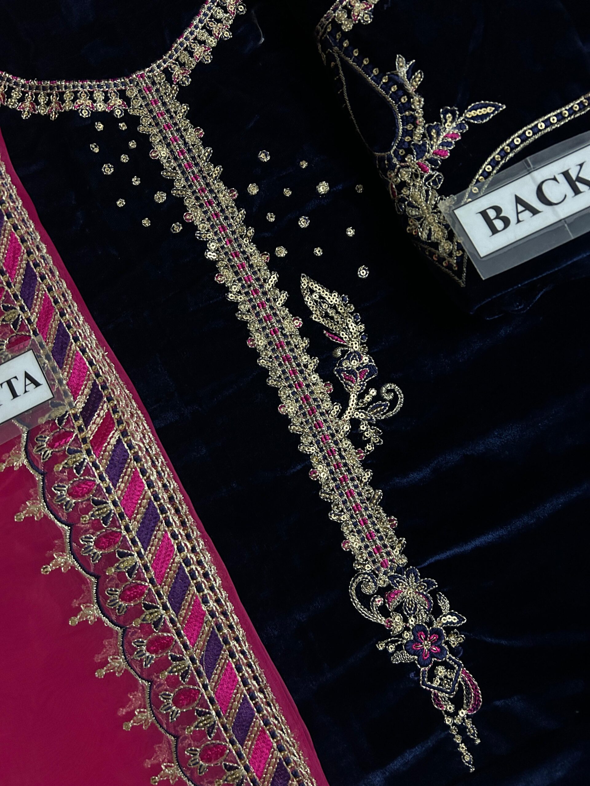 Naqashi Embroidered Velvet 3PC Dress | Partywear | Blue Zinc Embroidery | Velvet, Organza & Raw Silk