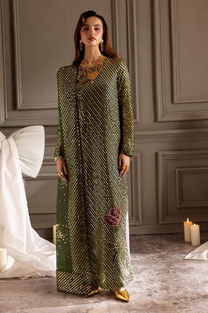 Nureh Luxury Chiffon Replica – Premium Embroidered Festive Dress 2025