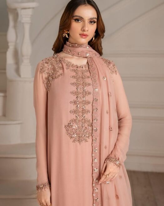 Iznik Unstitched Replica Chiffon Suit | Malai Trouser | Adda Handwork