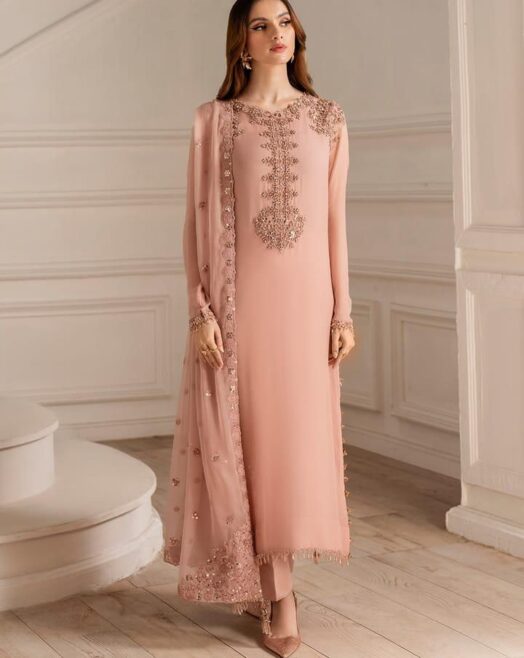 Iznik Unstitched Replica Chiffon Suit | Malai Trouser | Adda Handwork