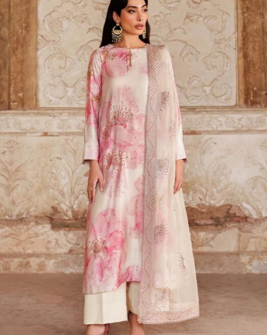 Iznik – 3PC Unstitched Shamoze Silk Suit | Heavy Embroidery & Adda Handwork