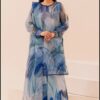 Azmin Unstitched Organza Suit With Swiss Lawn Trouser | Digital Print