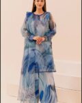 Azmin Unstitched Organza Suit With Swiss Lawn Trouser | Digital Print