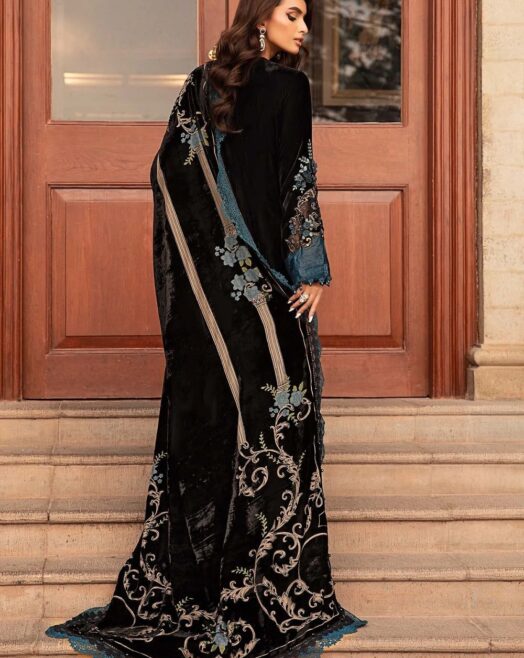 Maria B Velvet Palachi Collection 2025 | Fully Heavy Embroidered Spangle & Laser Cut Work |