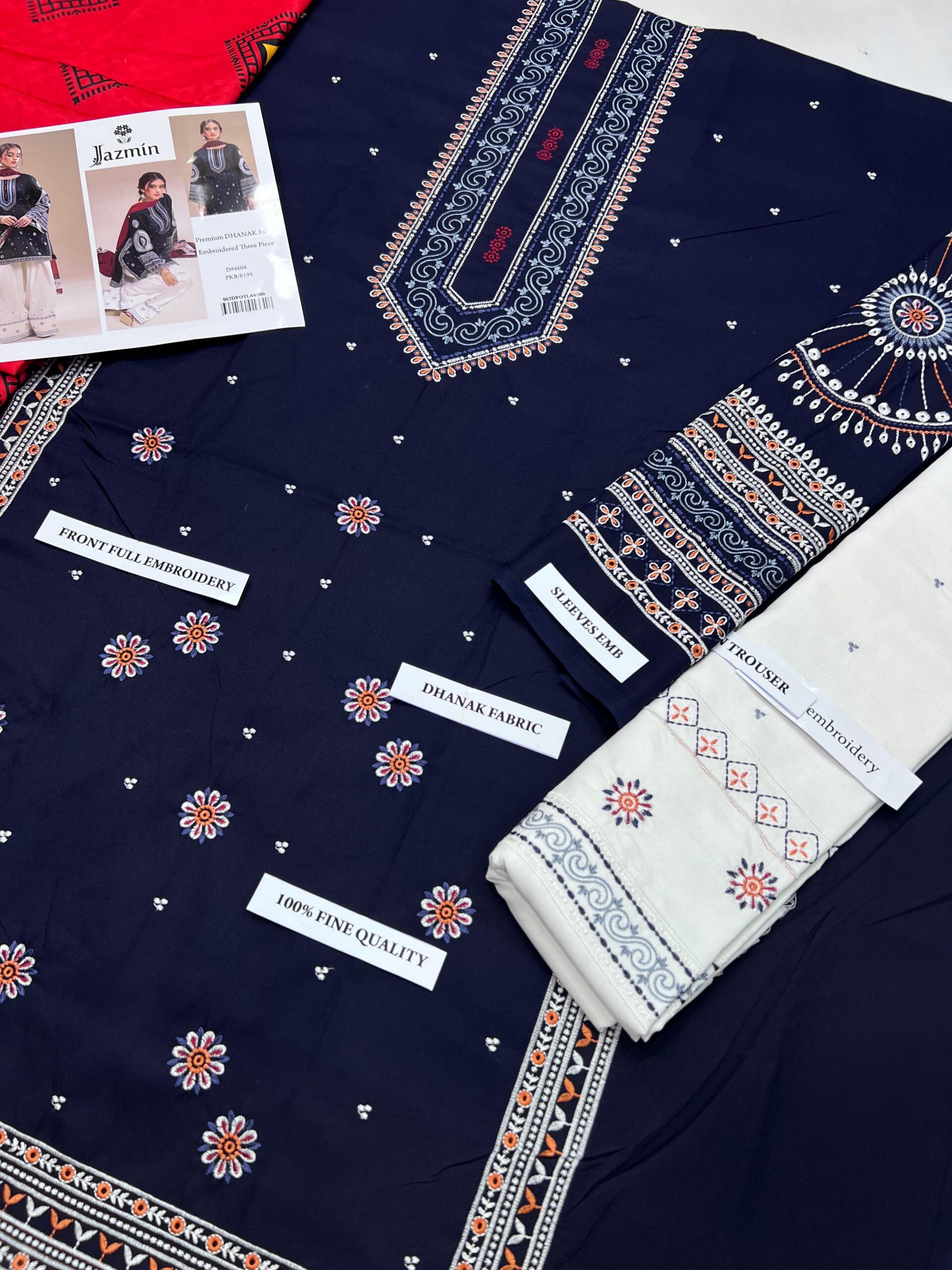 Jazmin Premium Dhanak 3PC | Full Heavy Embroidery & Digital Wool Shawl