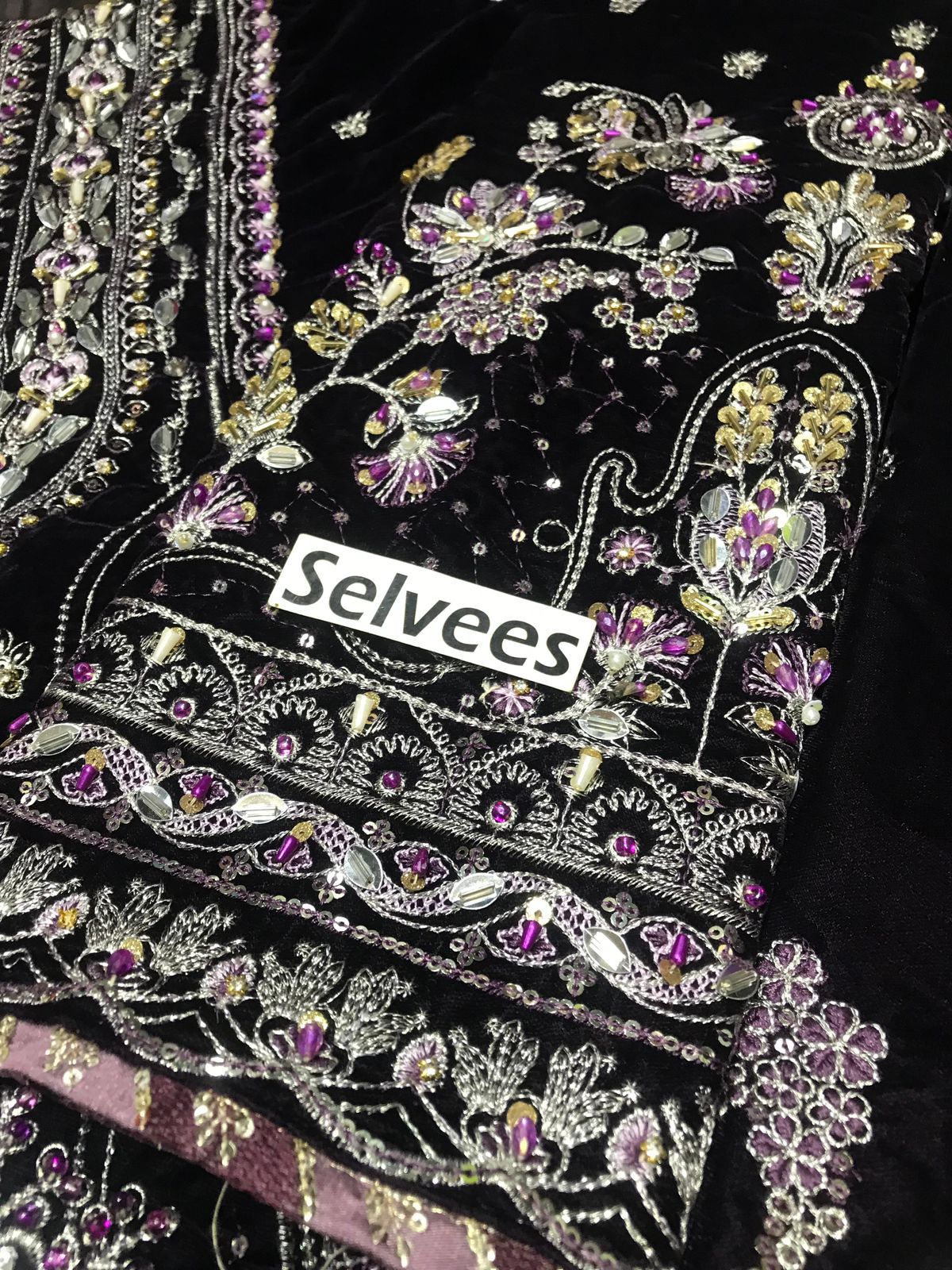 Aneelas Luxury Velvet 3PC Suit | Heavy Embroidery & Adda Work | Organza Dupatta