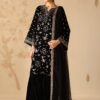 Baroque Luxury Velvet 3PC Suit | Heavy Embroidery | Chiffon Dupatta