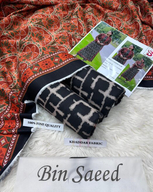 BIN SAEED – Airjet Khaddar Digital Print 3PC Winter Unstitched Collection