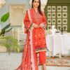 Sitara Studio Unstitched Khaddar 3pc Digital Printed & Embroidered Peach Suit