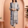 Edenrobe Unstitched Grey Paste Printed Cambric 3 Piece