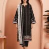 Edenrobe Unstitched Black Paste Printed Cambric 3 Piece -01