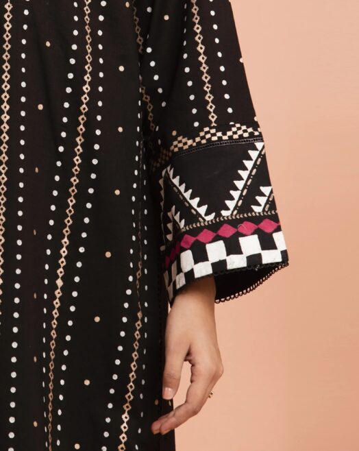 Edenrobe Unstitched Black Paste Printed Cambric 3 Piece -01