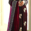 Afrozeh Luxury Velvet Embroidered Winter Suit with Organza Dupatta – Unstitched 3PC