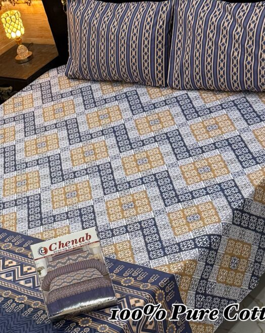 Pure Cotton Double Bedsheet Set with Pillow Covers – Premium 3PC Pack