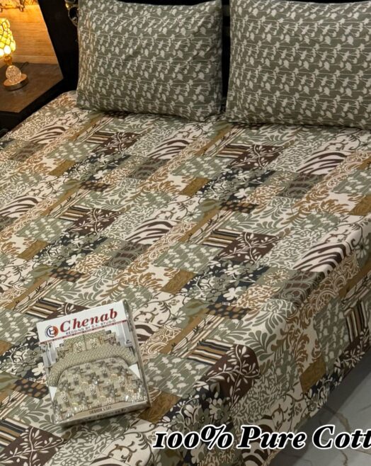 Pure Cotton Double Bedsheet Set with Pillow Covers – Premium 3PC Pack