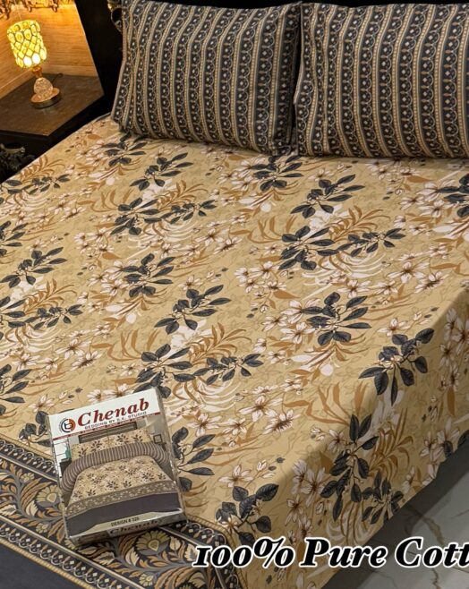 Pure Cotton Double Bedsheet Set with Pillow Covers – Premium 3PC Pack