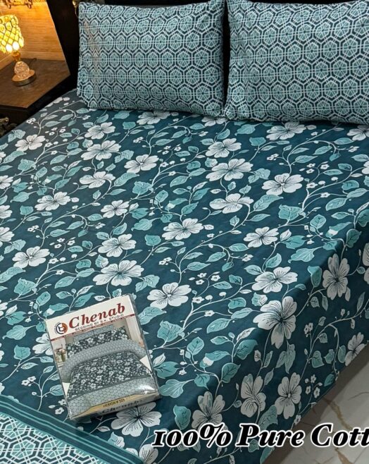 Pure Cotton Double Bedsheet Set with Pillow Covers – Premium 3PC Pack