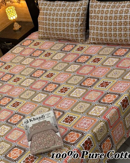 Pure Cotton Double Bedsheet Set with Pillow Covers – Premium 3PC Pack