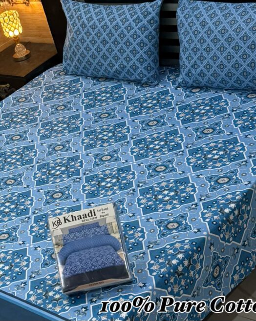 Pure Cotton Double Bedsheet Set with Pillow Covers – Premium 3PC Pack