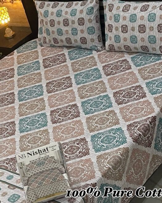 Pure Cotton Double Bedsheet Set with Pillow Covers – Premium 3PC Pack