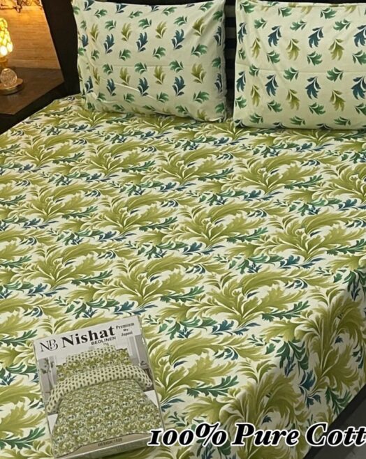 Pure Cotton Double Bedsheet Set with Pillow Covers – Premium 3PC Pack