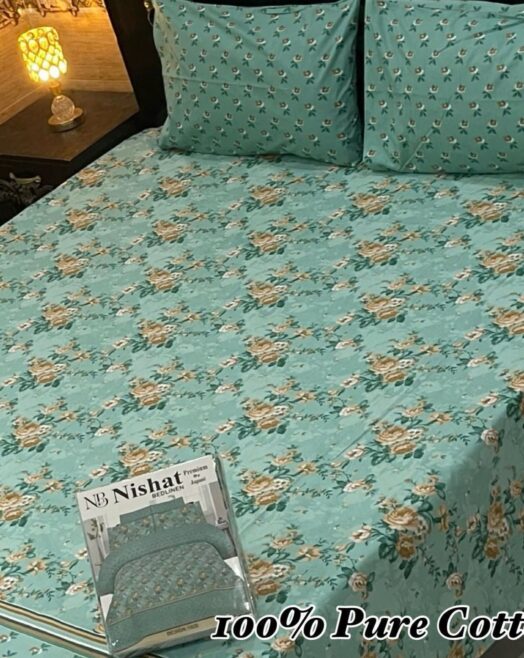 Pure Cotton Double Bedsheet Set with Pillow Covers – Premium 3PC Pack