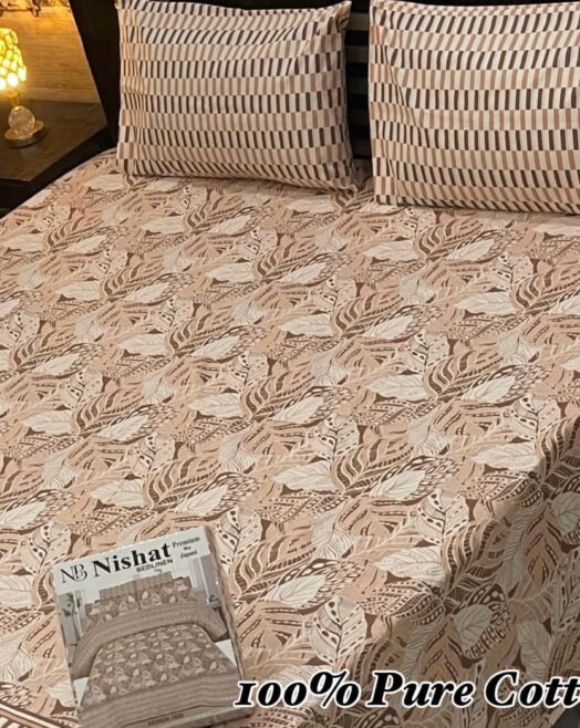 Pure Cotton Double Bedsheet Set with Pillow Covers – Premium 3PC Pack