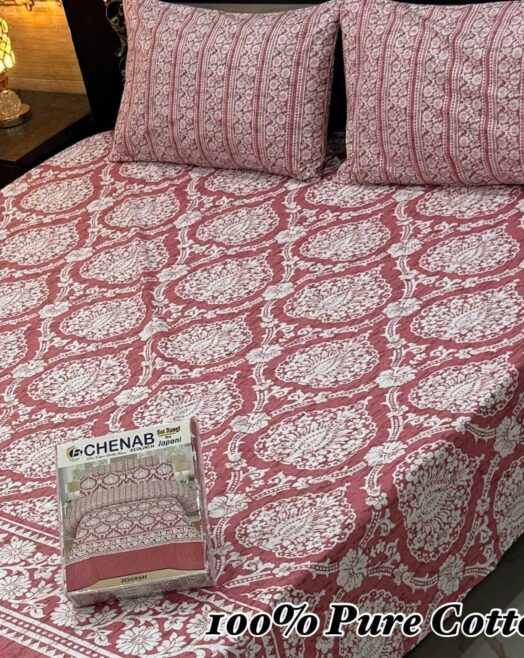 Pure Cotton Double Bedsheet Set with Pillow Covers – Premium 3PC Pack