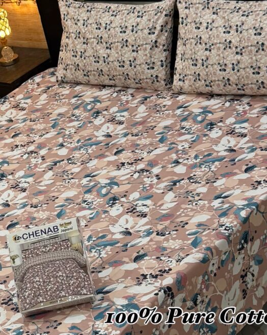 Pure Cotton Double Bedsheet Set with Pillow Covers – Premium 3PC Pack